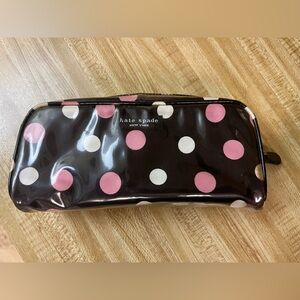 Vintage Kate Spade Parker Dot Cosmetic Bag with Pink and Cream Polka Dots 8x4